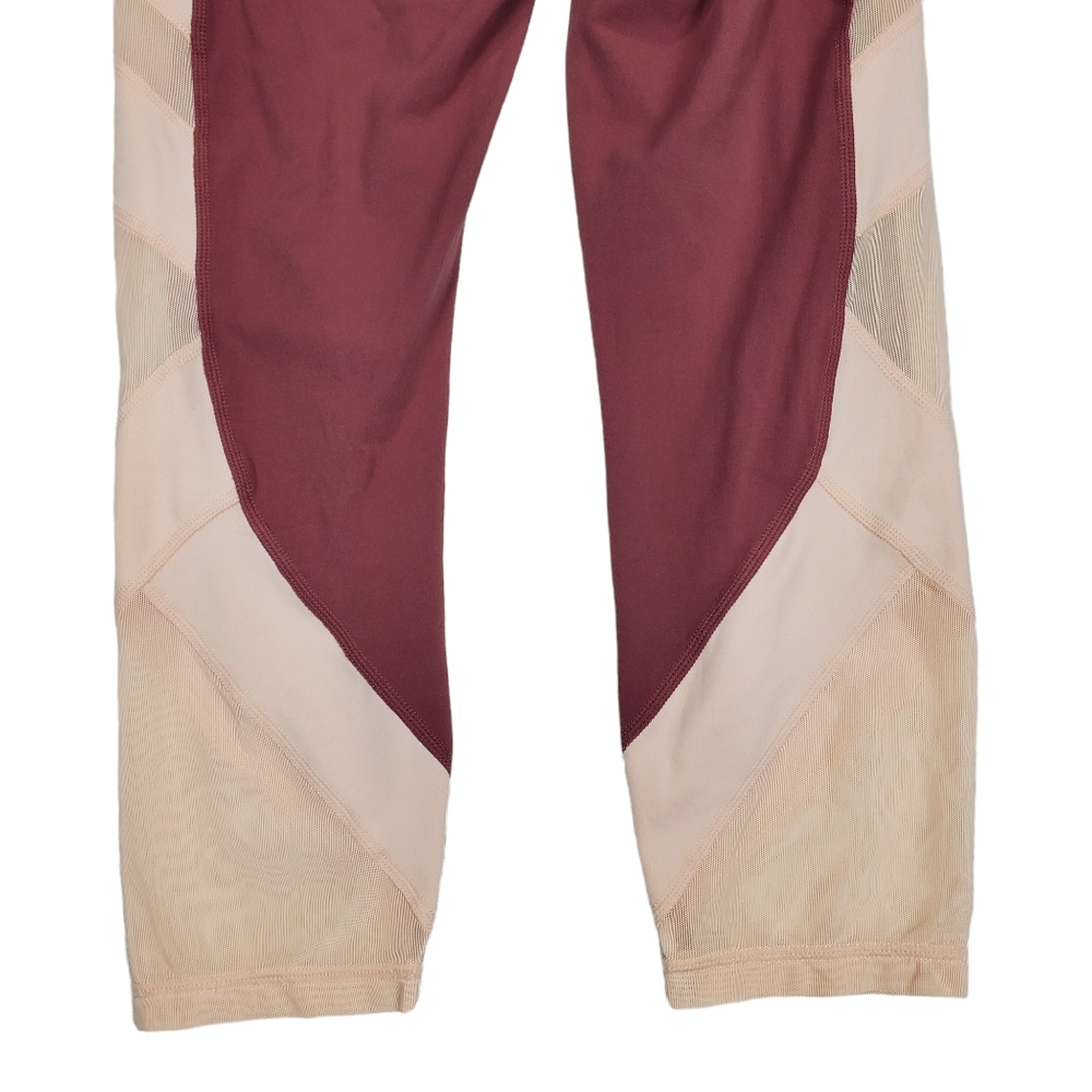 Athleta Two Tone Blush Rose Womens Stretch Leggings Mesh Inlay Size Small - Picture 9 of 15